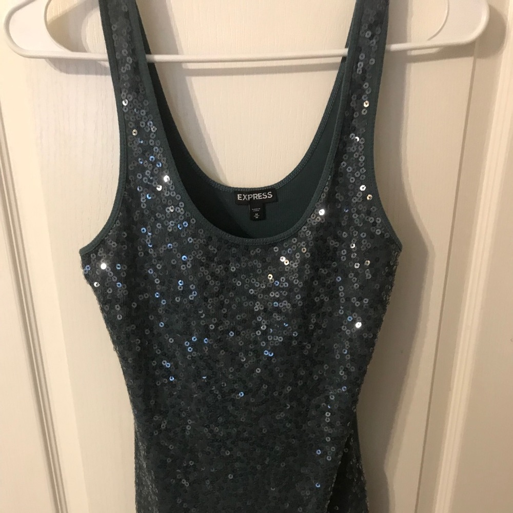 Express Sea Green Sequin Tank